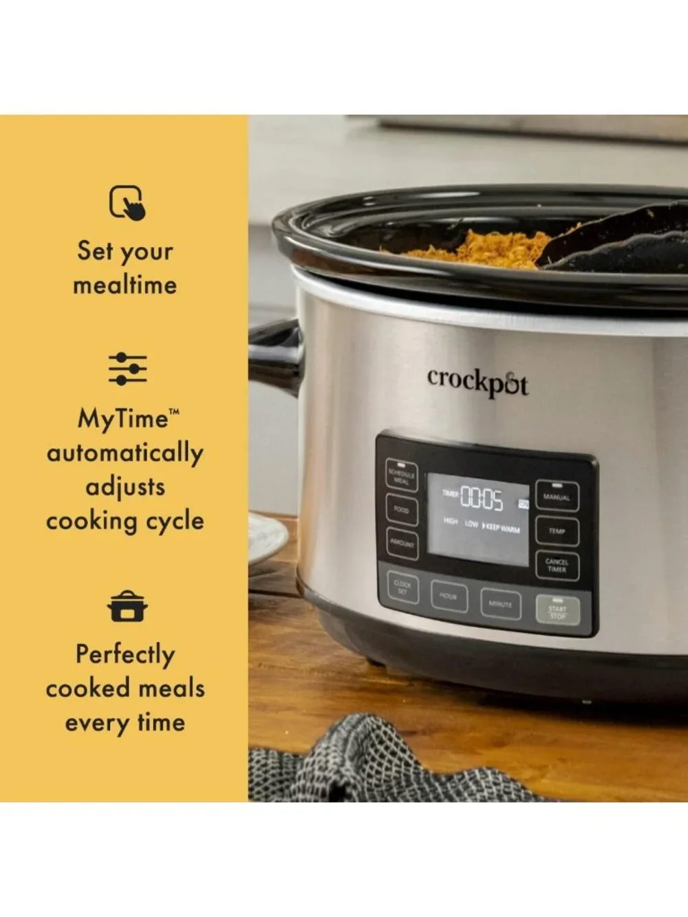 7-Quart Portable Slow Cooker with Timer & Locking Lid - Essential Kitchen